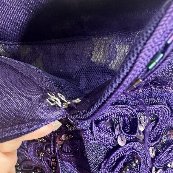 Sue Wong Nocturne Dress Size 8 Purple Beaded Corset Sequin Cocktail Goth Fairy - Picture 9 of 16